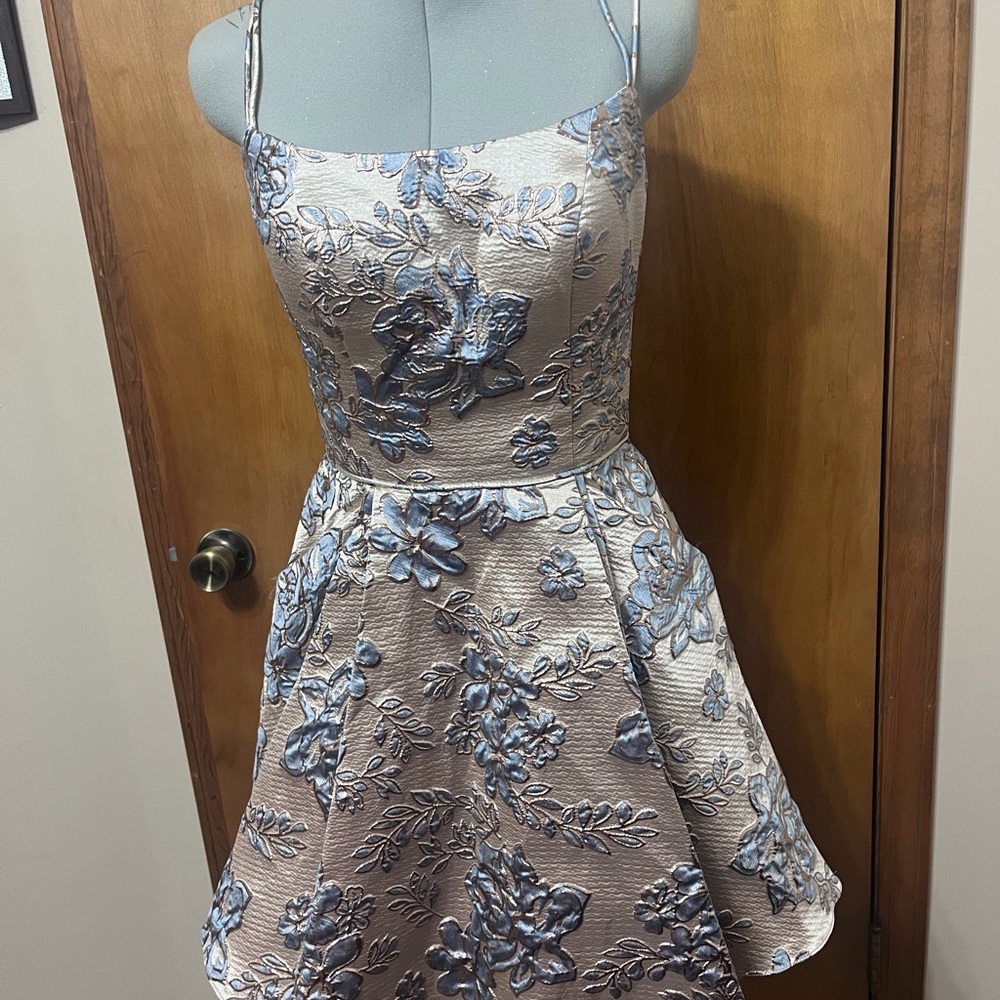 Floral Brocade Dress with Spaghetti Straps